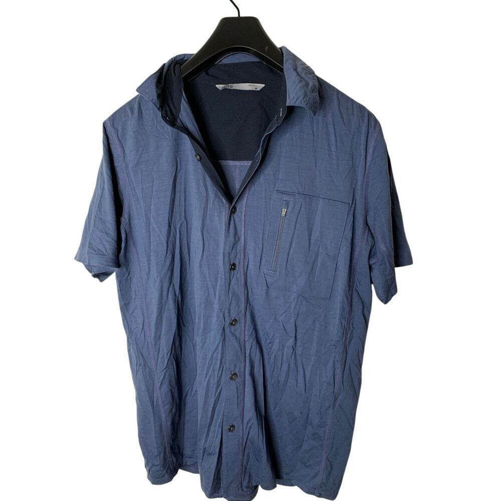 QOR merino wool button front top men's size medium